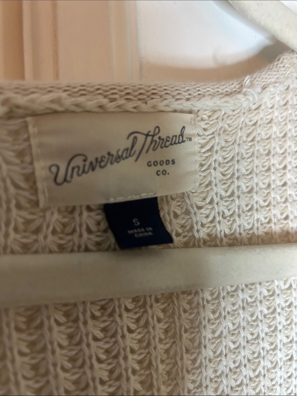 Cream Cotton Open Front Knit Cardigan - Picture 3 of 4